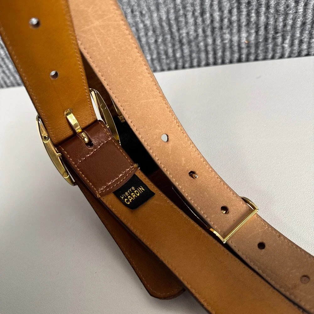 Pierre Cardin Vintage Leather Belt Bundle Womens Black Brown Tan Cowhide 34 F14Q